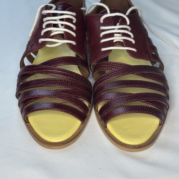 BAND OF OUTSIDERS Red Strappy Loafer Avant Garde Mens Womens Eu38 Leather ITALY main image 4